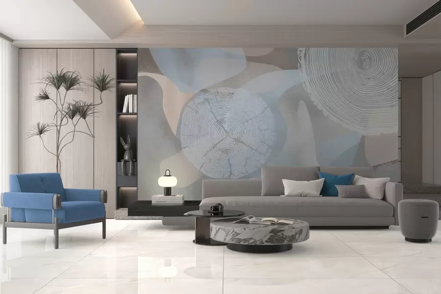 murais de parede formas abstractas modernas e anéis de árvores anuais  w03769