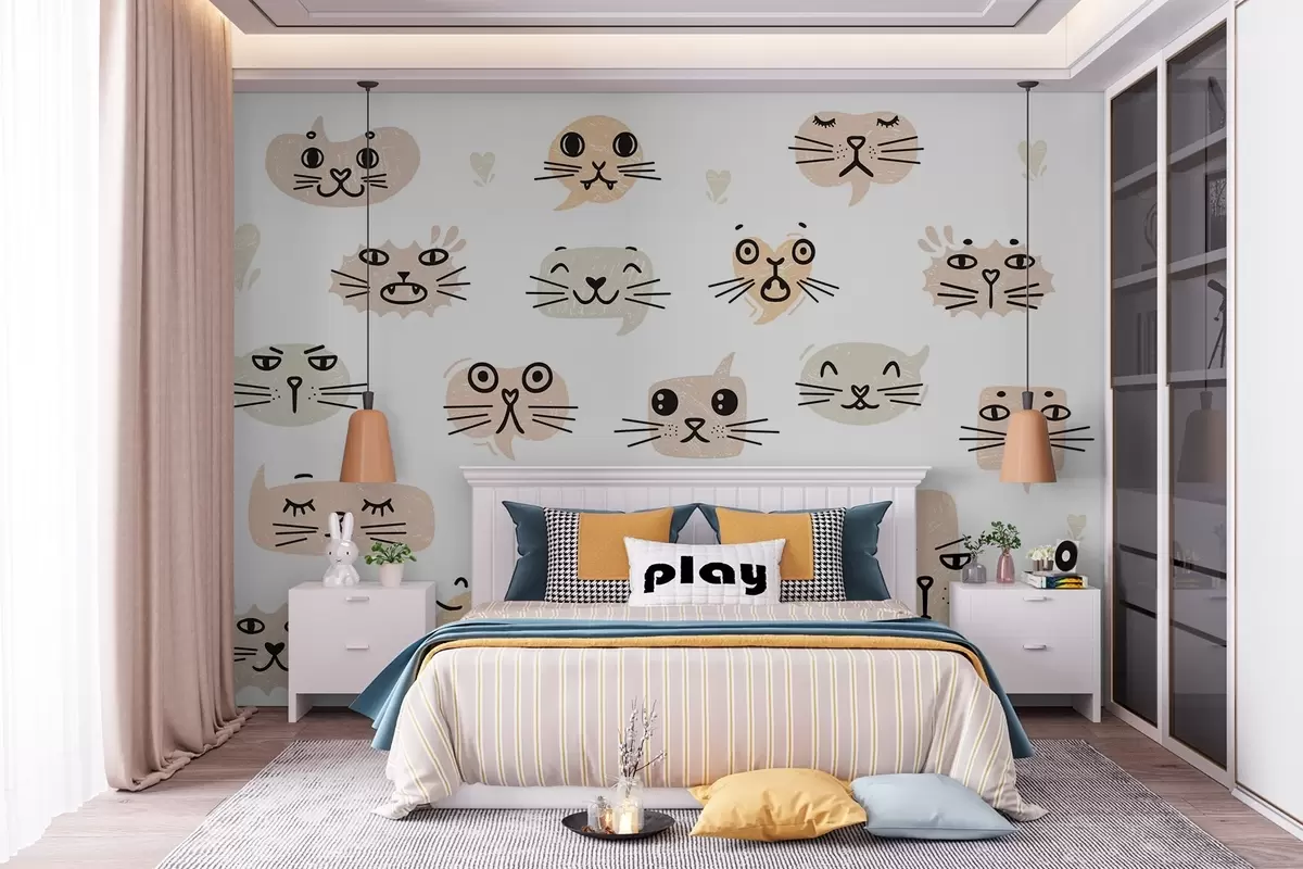 murais de parede Rostos de gatos w03951