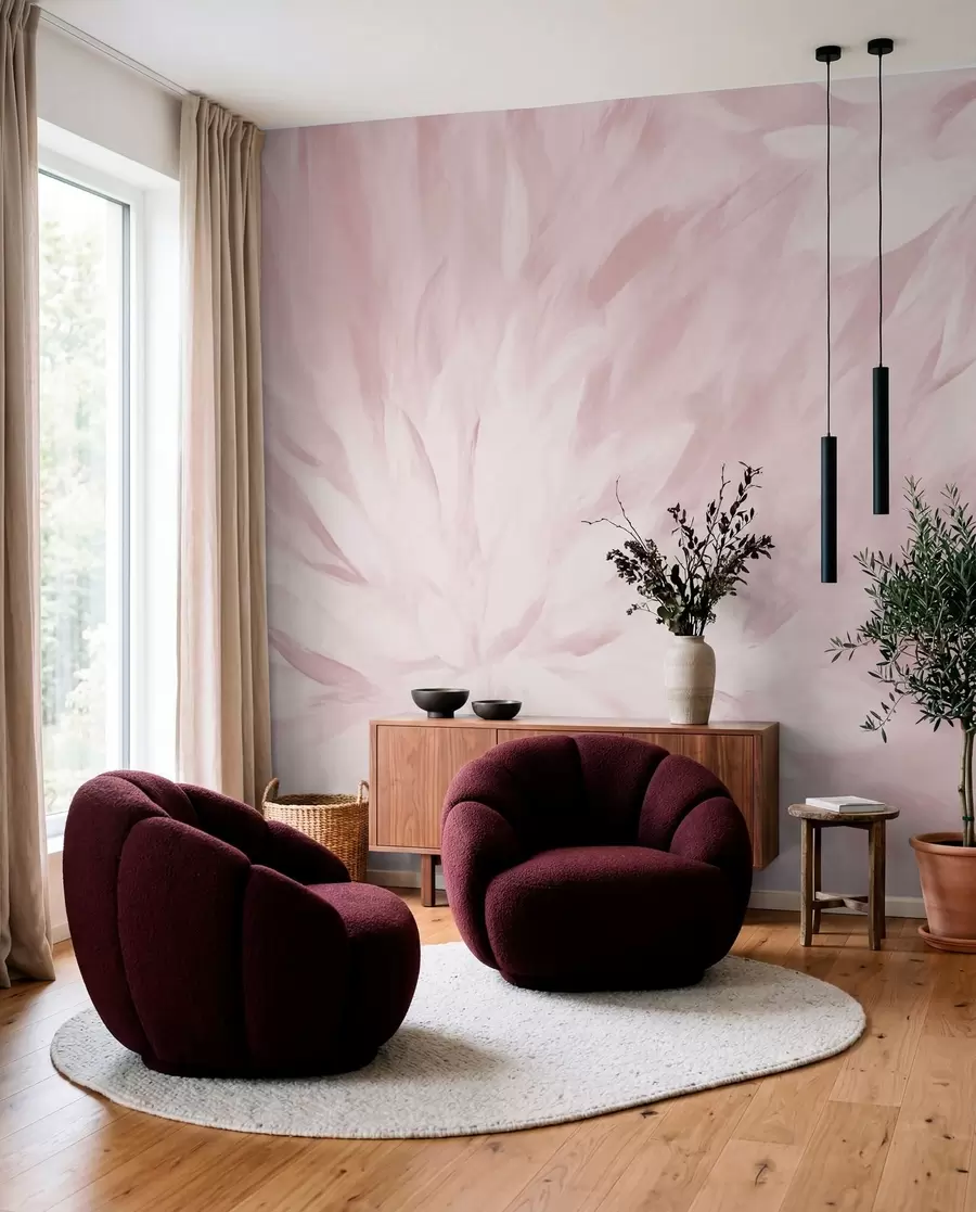 murais de parede Pétalas pintadas em rosa w03986v1