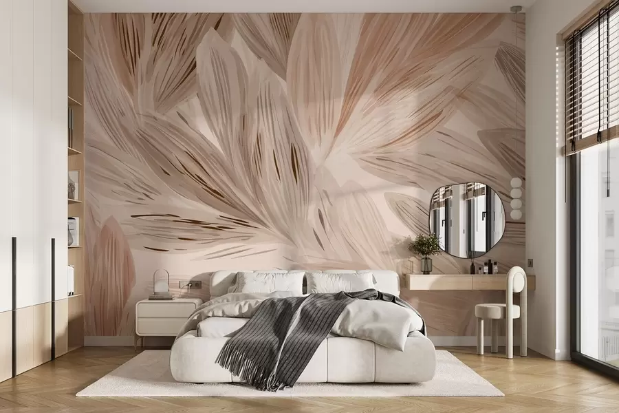 murais de parede Plantas beges, abstração ligeira tipo aguarela w09127