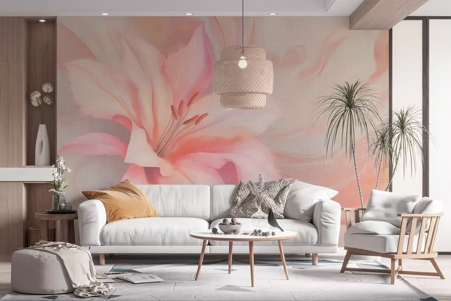 murais de parede Flor de lírio abstração fluida, floral, desenho colorido w04006