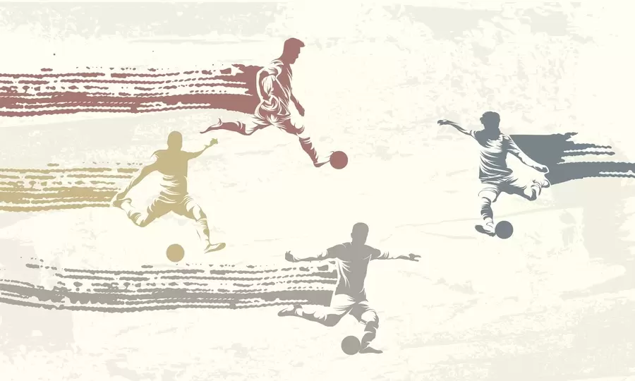 murais de parede jogadores de futebol em estilo retro w04025