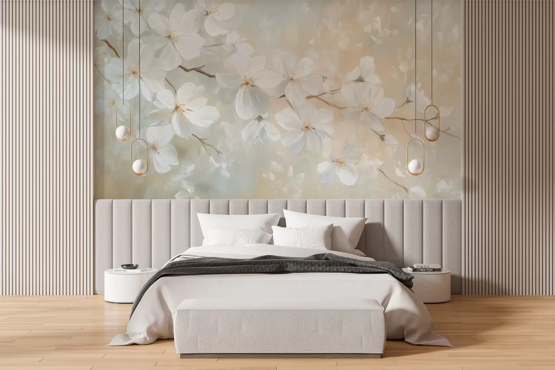 murais de parede delicado ramo de alperce em flor ao estilo de uma pintura a óleo em tons pastel w04029