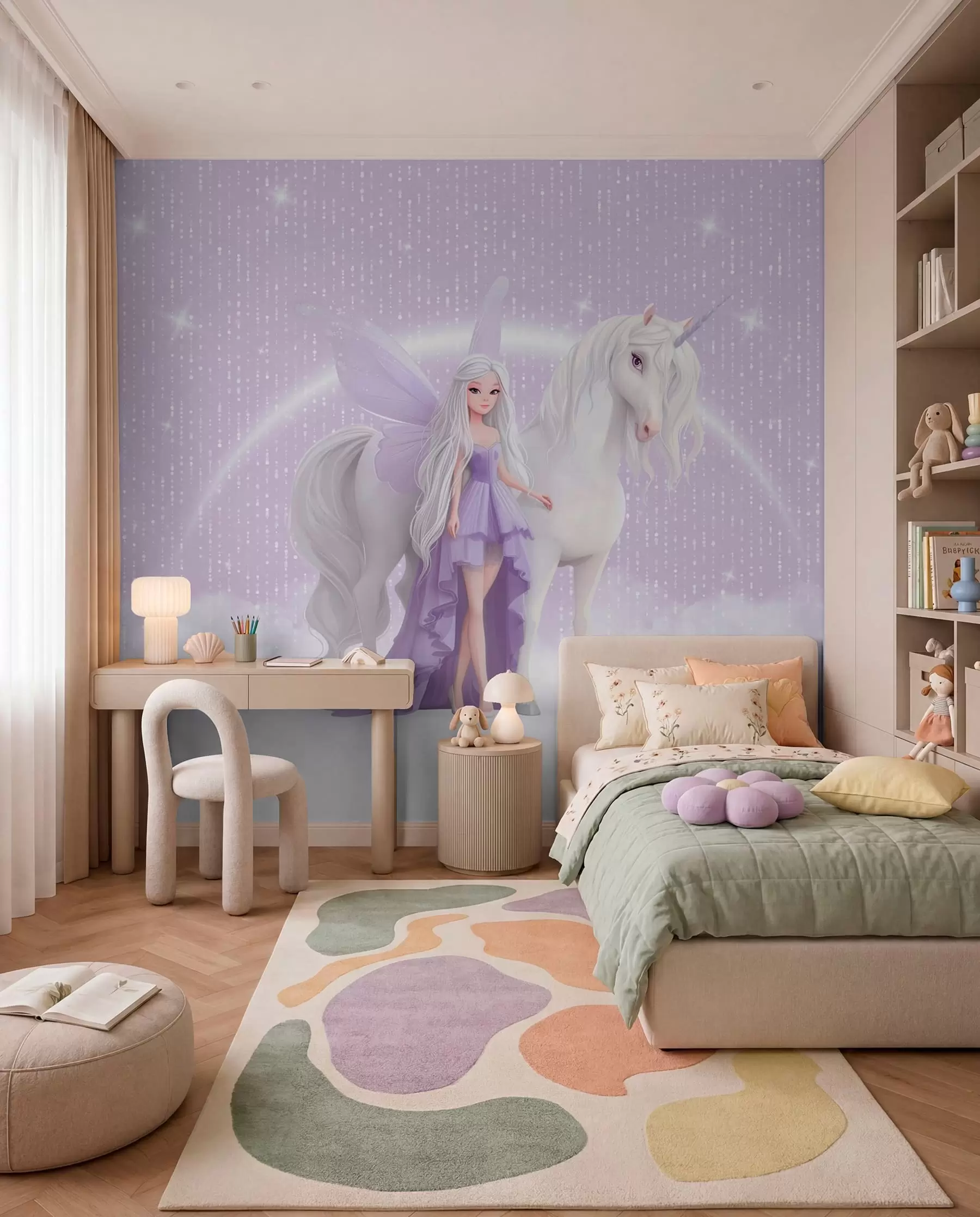 murais de parede Unicórnio entre estrelas w03527