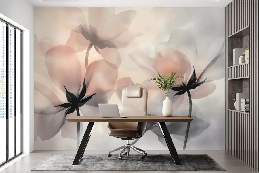 murais de parede Flores grandes abstractas w04010
