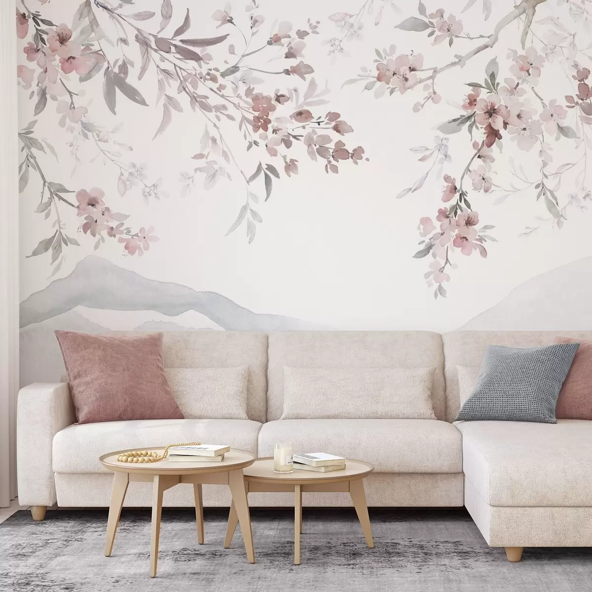 murais de parede Ramos floridos, imitação de aguarela w03935