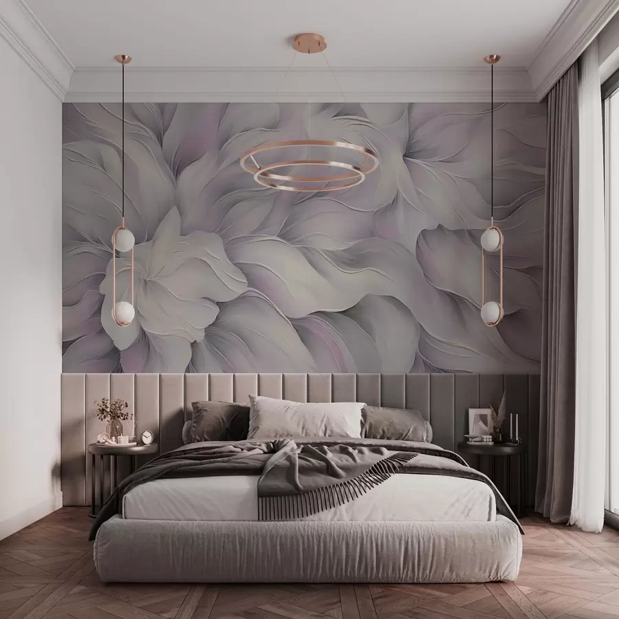 murais de parede Flores abstractas estilo manteiga em cor-de-rosa w04045v1