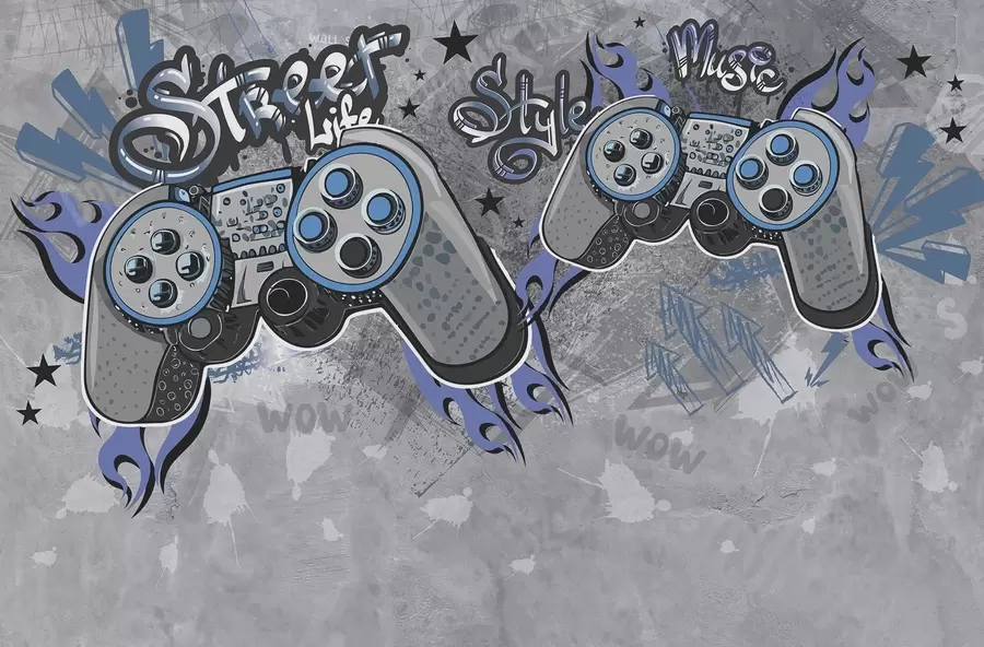 murais de parede Consolas de estilo street art na parede grunge w04054