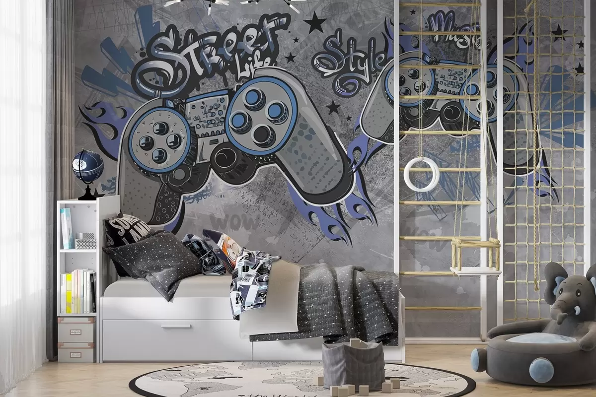 murais de parede Consolas de estilo street art na parede grunge w04054