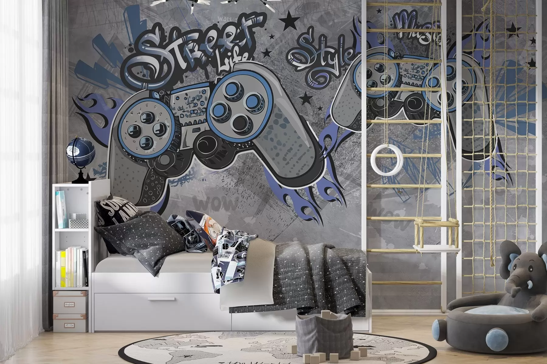 murais de parede Consolas de estilo street art na parede grunge w04054