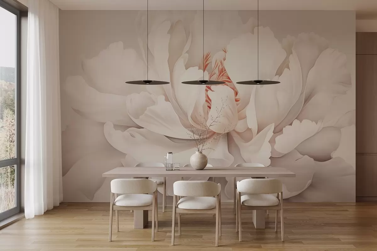 murais de parede Botão de peónia a florescer em tons pastel w04061