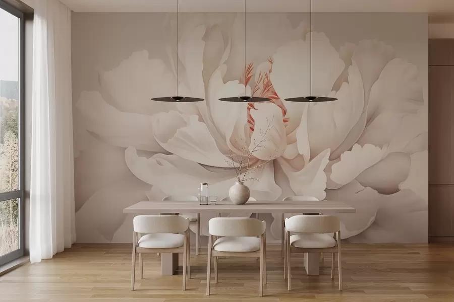 murais de parede Botão de peónia a florescer em tons pastel w04061