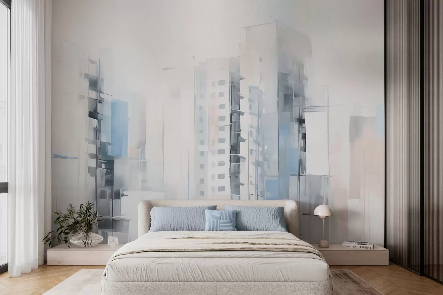 murais de parede Pintura de imitação de paisagem urbana abstrata w04100