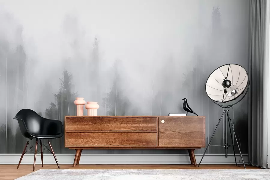 murais de parede Pintura de imitação de floresta de coníferas w04104