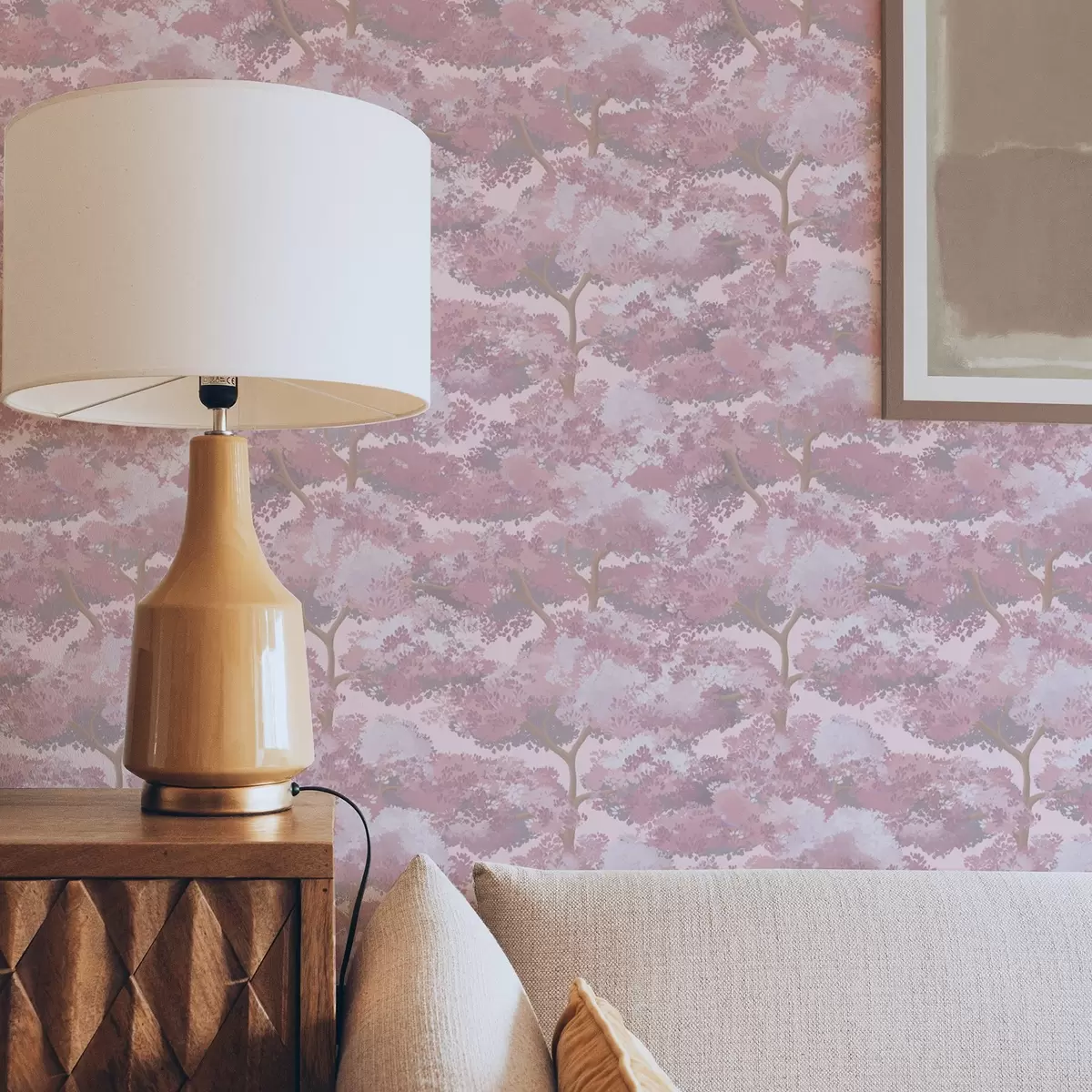 Papel de parede Paisagem azul profunda com árvores em tons noturnos a00170v4