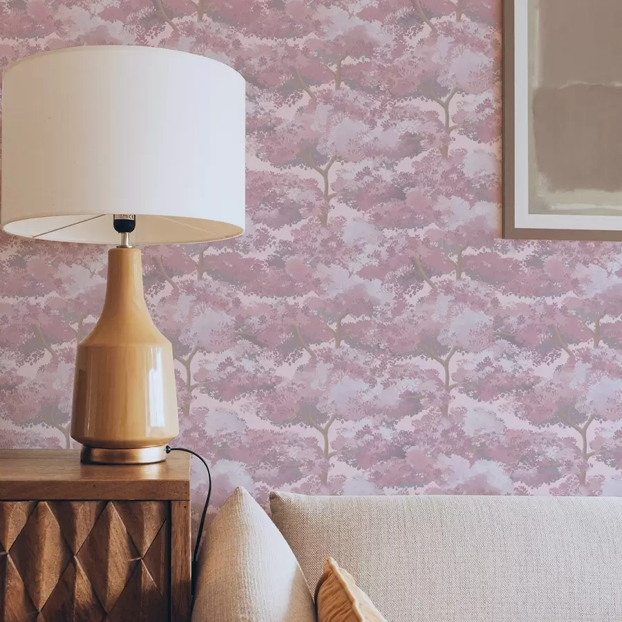 murais de parede Paisagem azul profunda com árvores em tons noturnos a00170v4