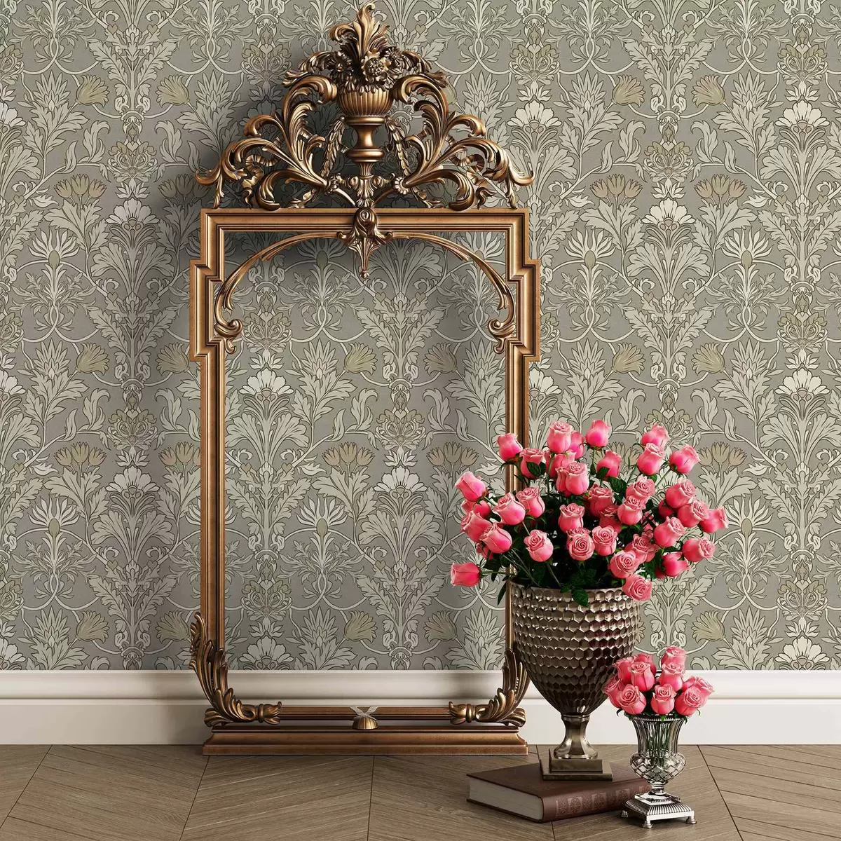 Papel de parede Ornamento floral clássico ao estilo de William Morris a00171