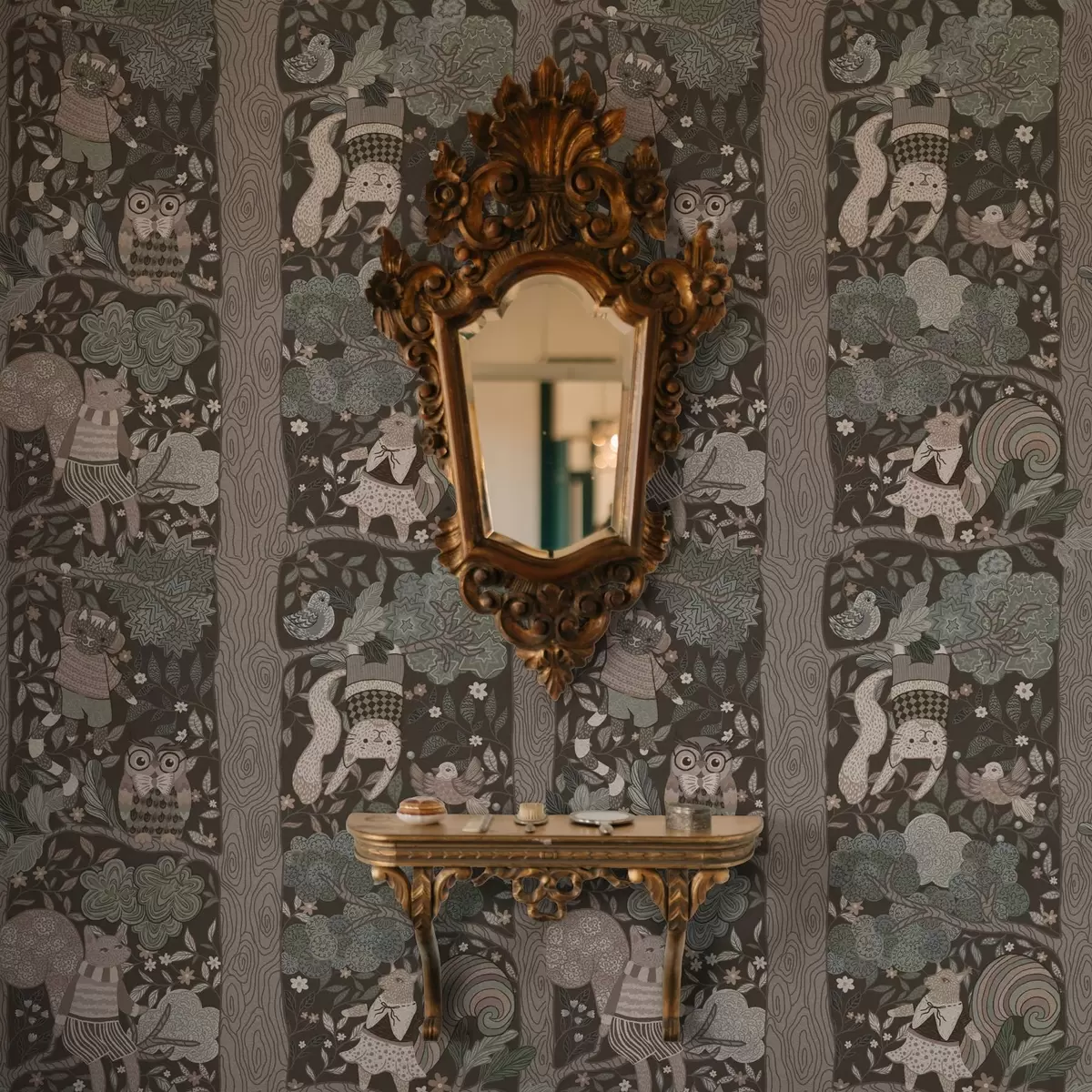 Papel de parede Desenho gráfico da natureza desenhado à mão em estilo étnico a00173