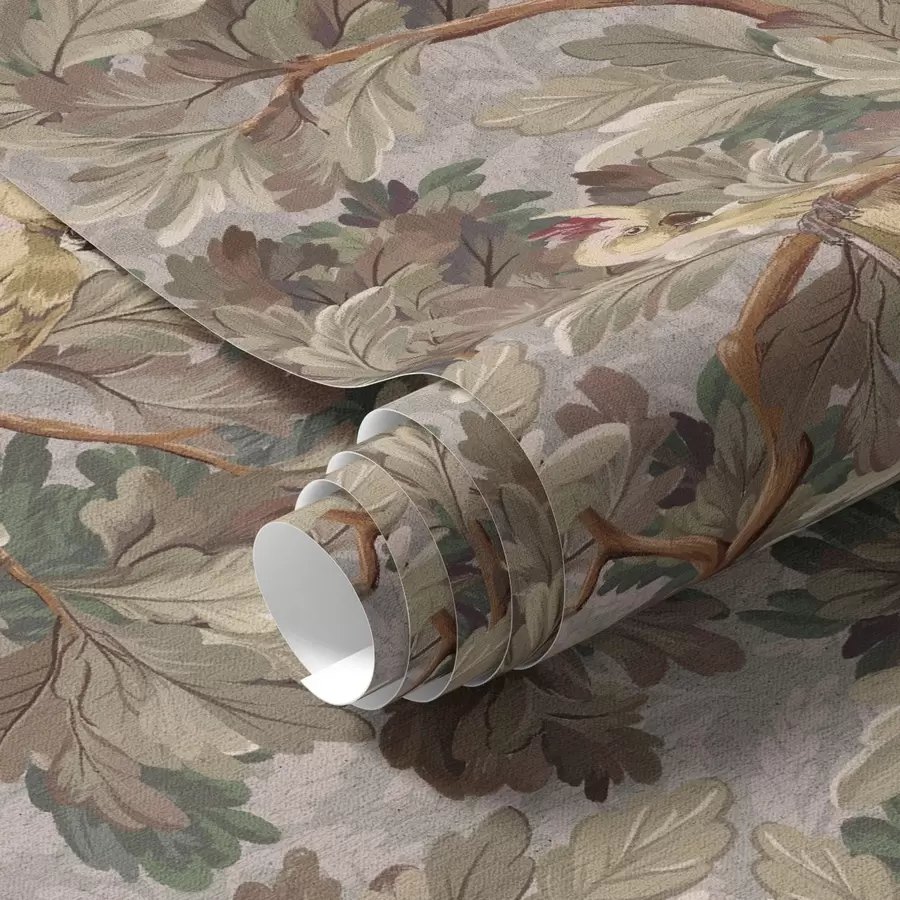 murais de parede Pássaros em ramos num estilo botânico vintage a00175