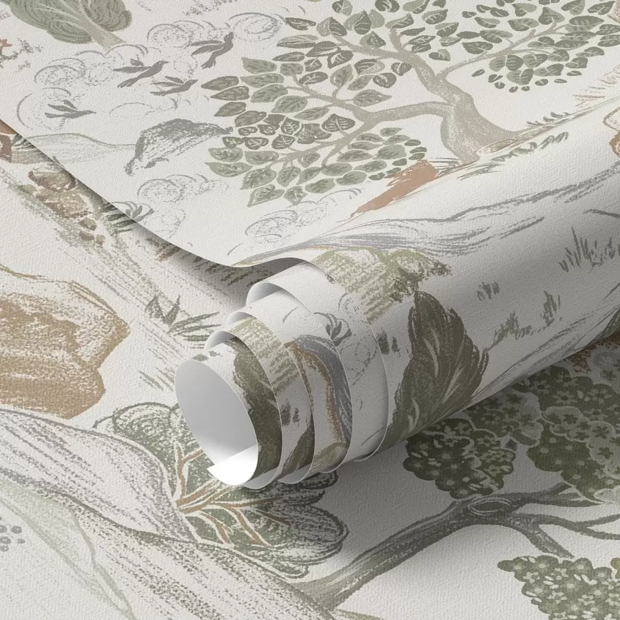 murais de parede Mapa de conto de fadas da natureza com animais e árvores a00177