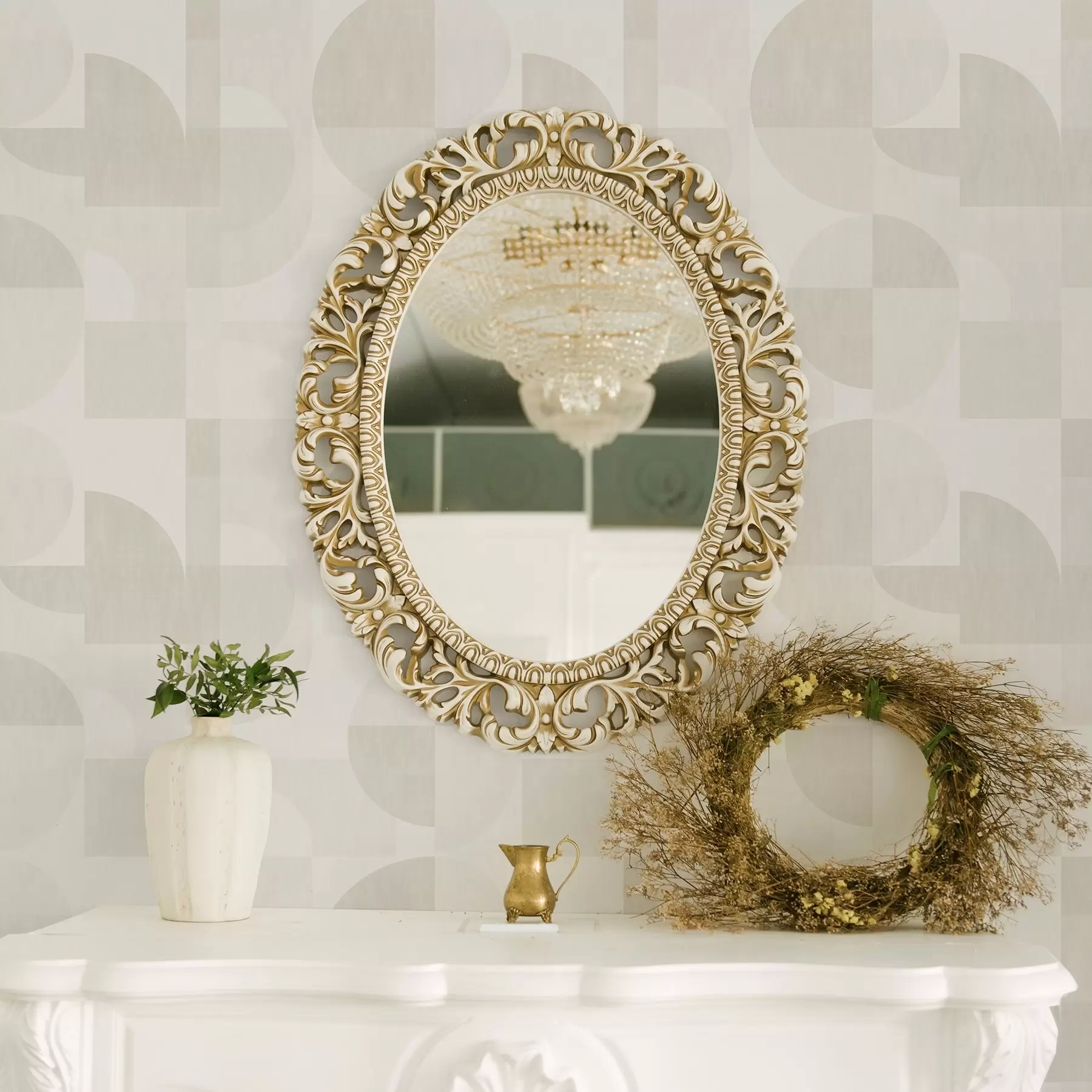 murais de parede Geometria minimalista numa paleta de creme claro a00189