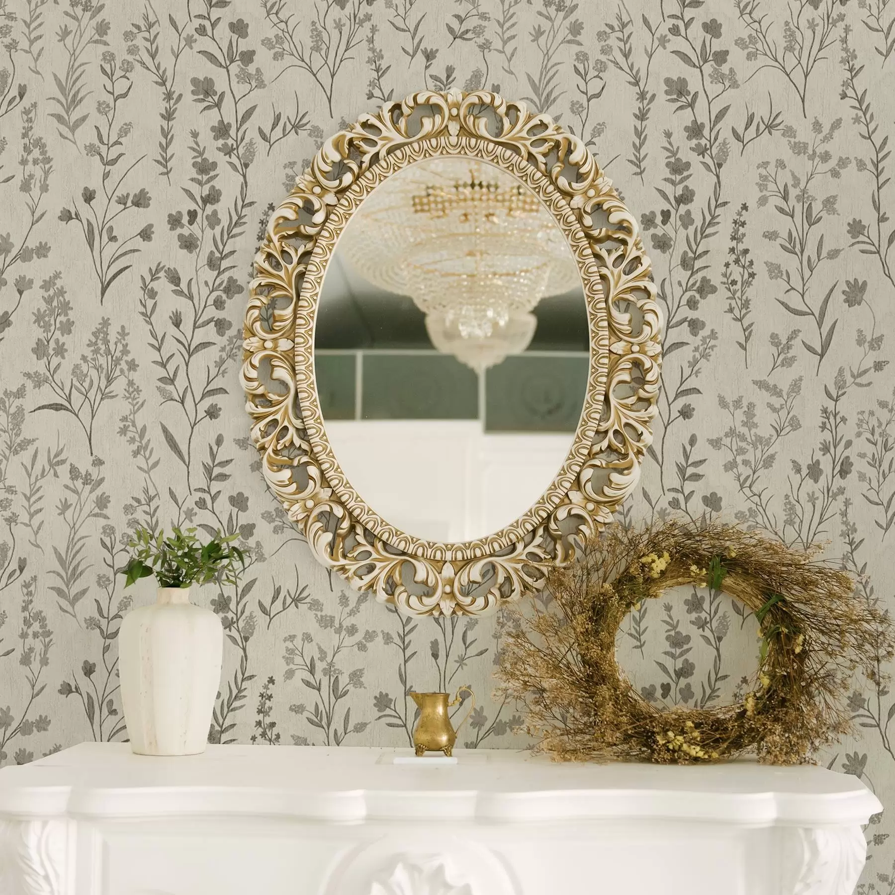 murais de parede Relva de prado monocromática em estilo vintage a00192