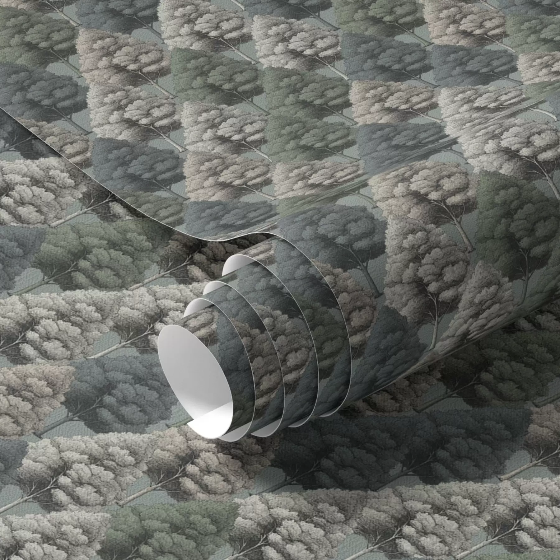 murais de parede Padrão geométrico de floresta com árvores em tons de verde a00209