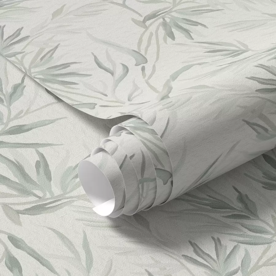 murais de parede Folhas de aguarela em tons frios, design minimalista a00225