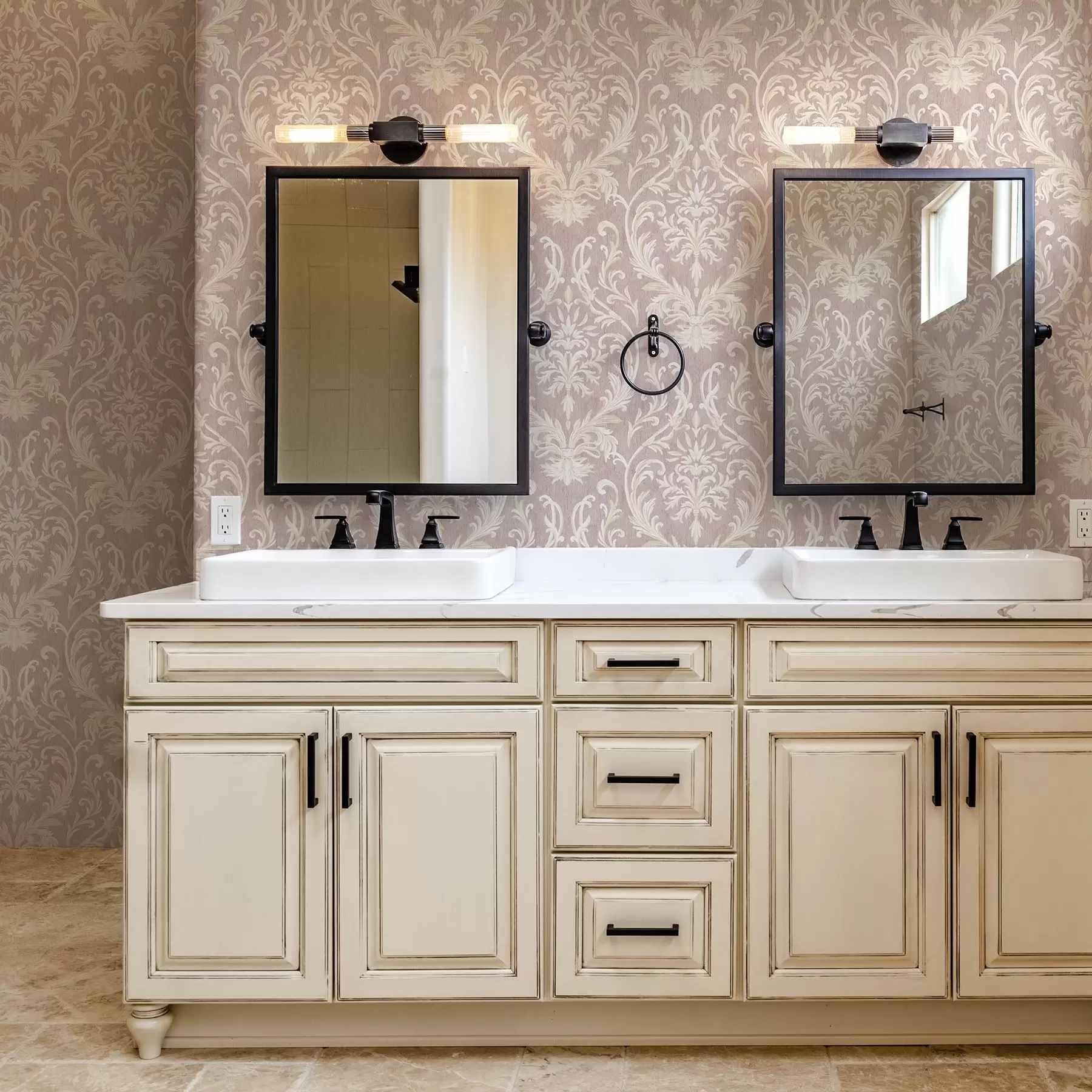 murais de parede Damasco clássico sobre fundo cor-de-rosa, padrão barroco a00227