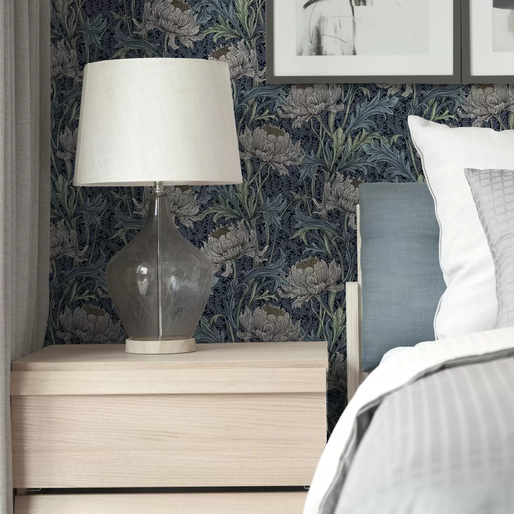 murais de parede Peónias vintage sobre um fundo escuro, estilo floral gótico a00233