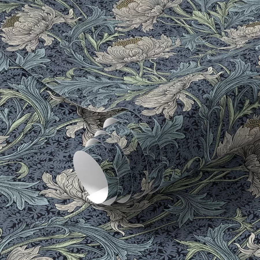 murais de parede Peónias vintage sobre um fundo escuro, estilo floral gótico a00233