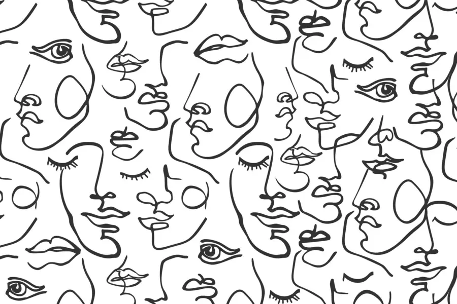 murais de parede Rostos abstractos de cor preta w04121