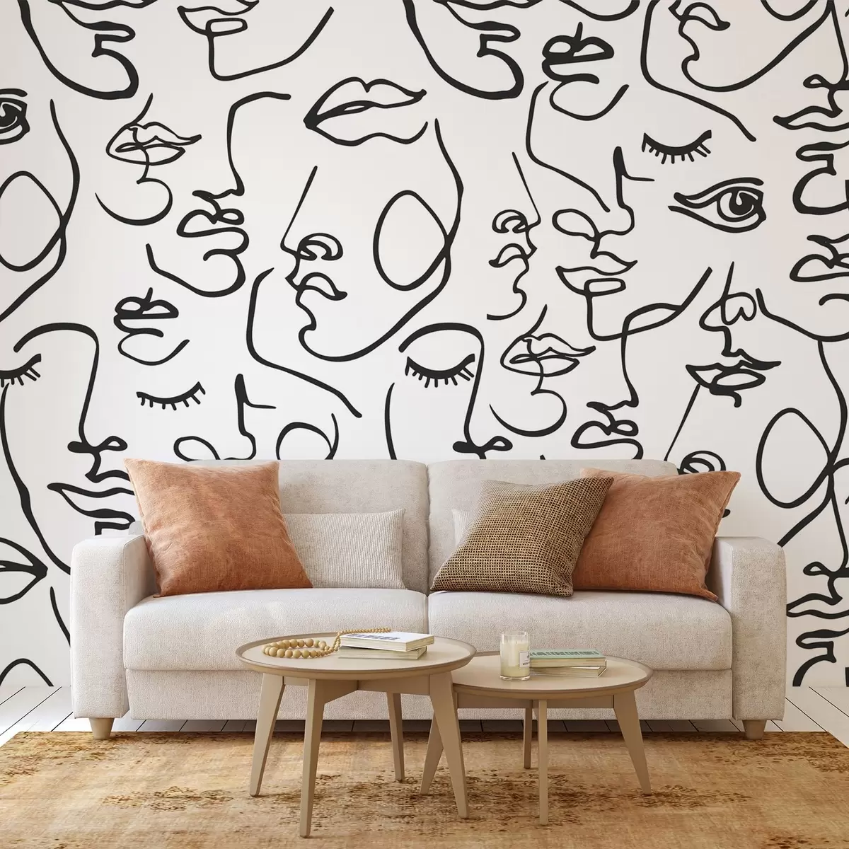 murais de parede Rostos abstractos de cor preta w04121