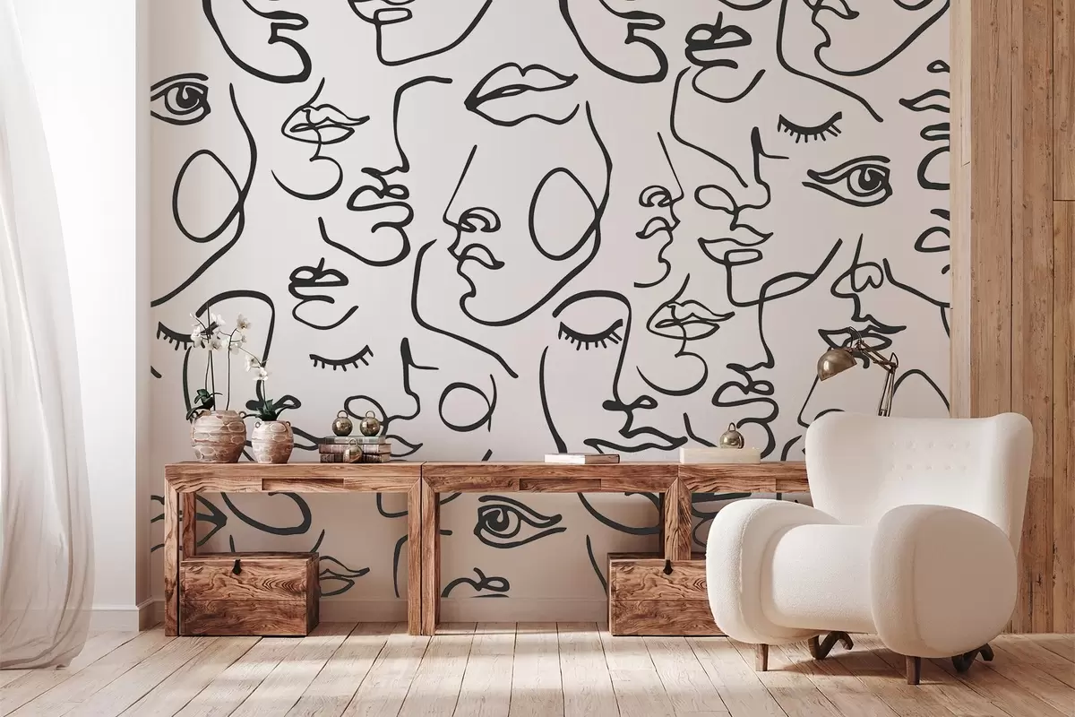 murais de parede Rostos abstractos de cor preta w04121