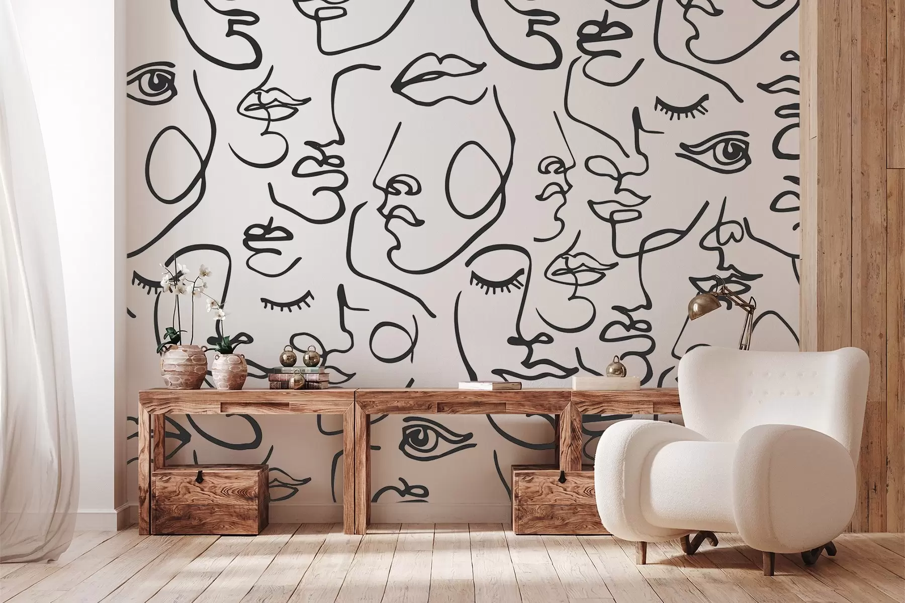 murais de parede Rostos abstractos de cor preta w04121