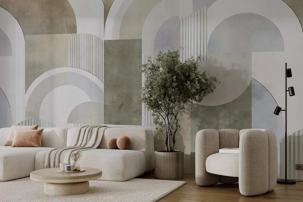 murais de parede Geometria abstrata de estilo Art Deco com um efeito retro w04079