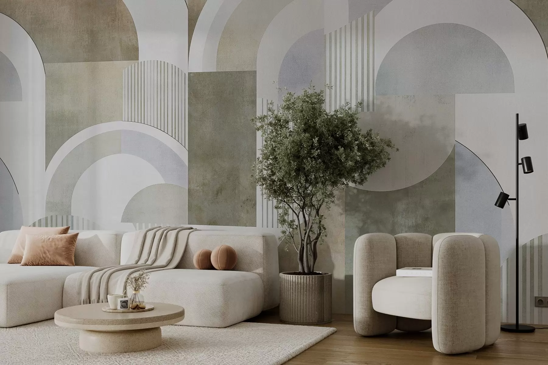 murais de parede Geometria abstrata de estilo Art Deco com um efeito retro w04079