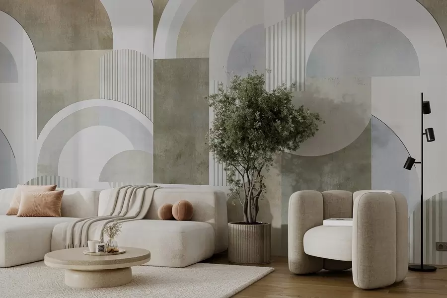 murais de parede Geometria abstrata de estilo Art Deco com um efeito retro w04079