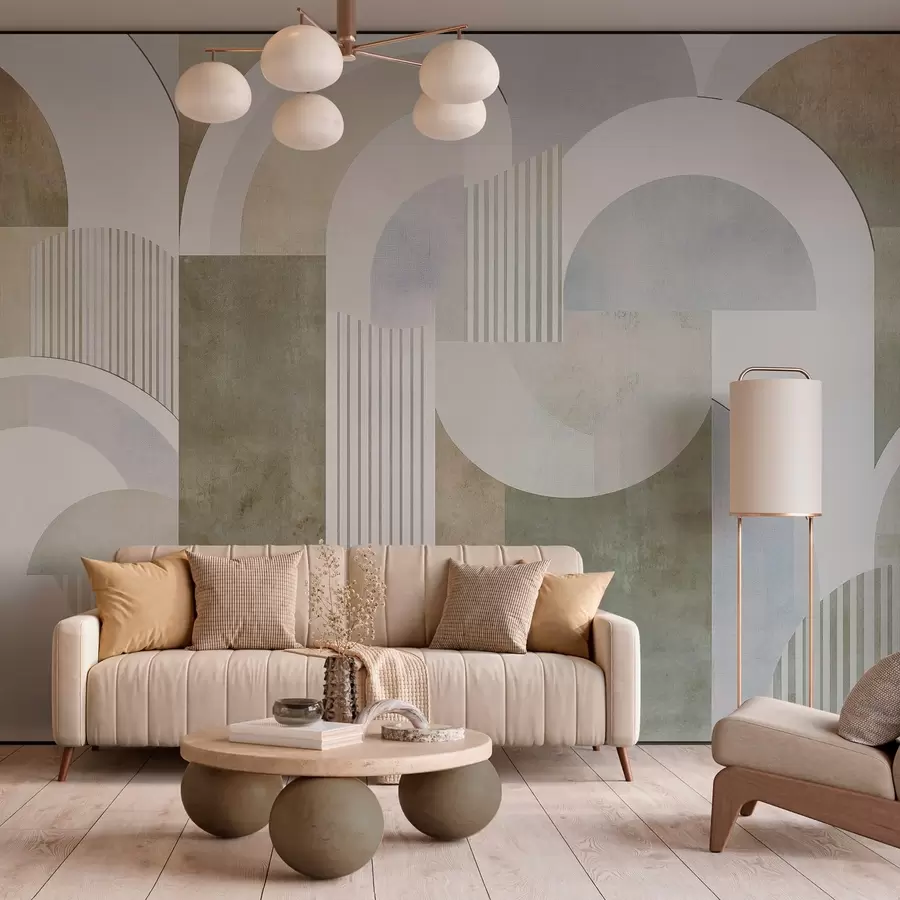 murais de parede Geometria abstrata de estilo Art Deco com um efeito retro w04079