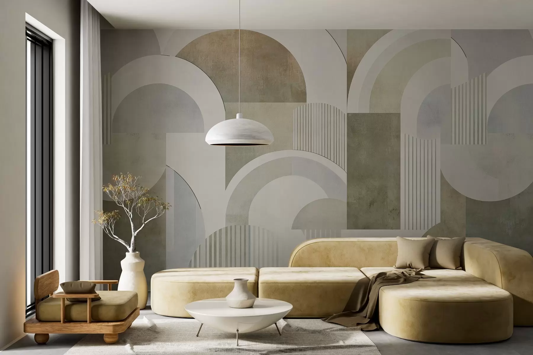 murais de parede Geometria abstrata de estilo Art Deco com um efeito retro w04079