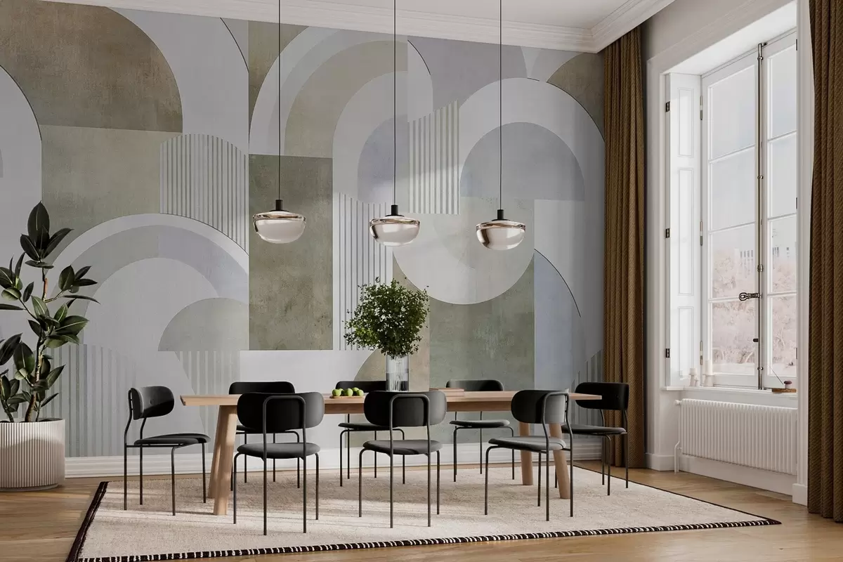 murais de parede Geometria abstrata de estilo Art Deco com um efeito retro w04079