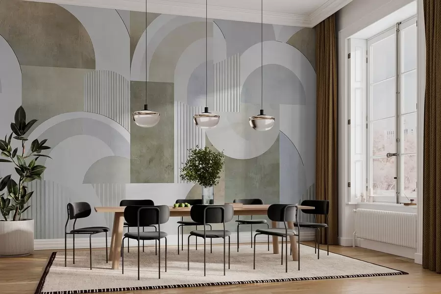 murais de parede Geometria abstrata de estilo Art Deco com um efeito retro w04079