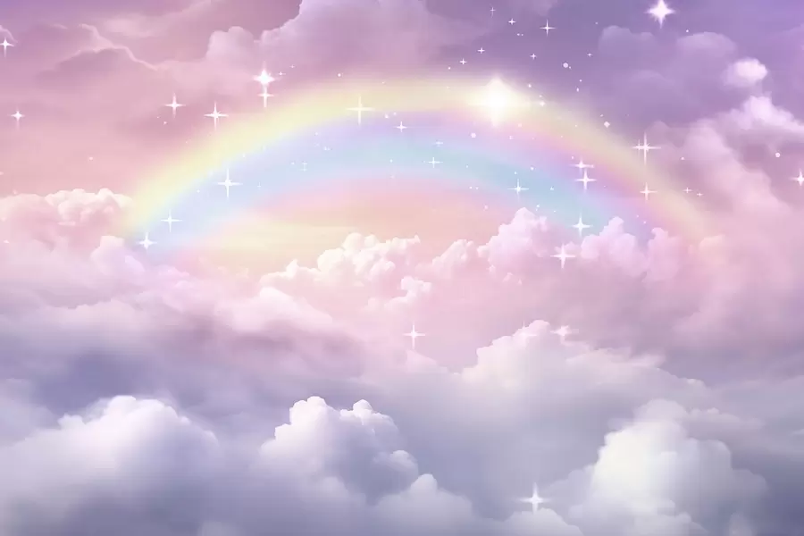 murais de parede Arco-íris nas nuvens w04146