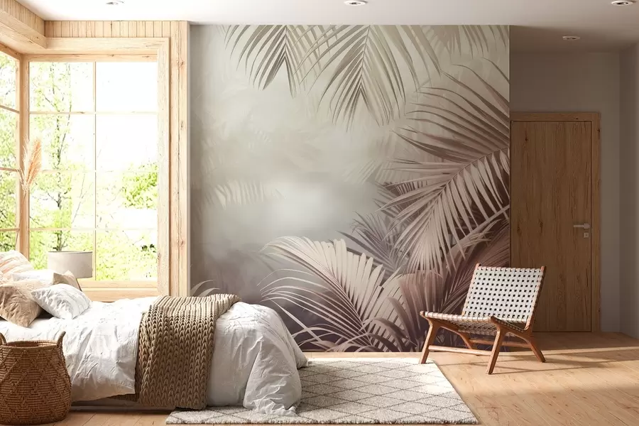 murais de parede selva tropical com um tom neutro w04142v1