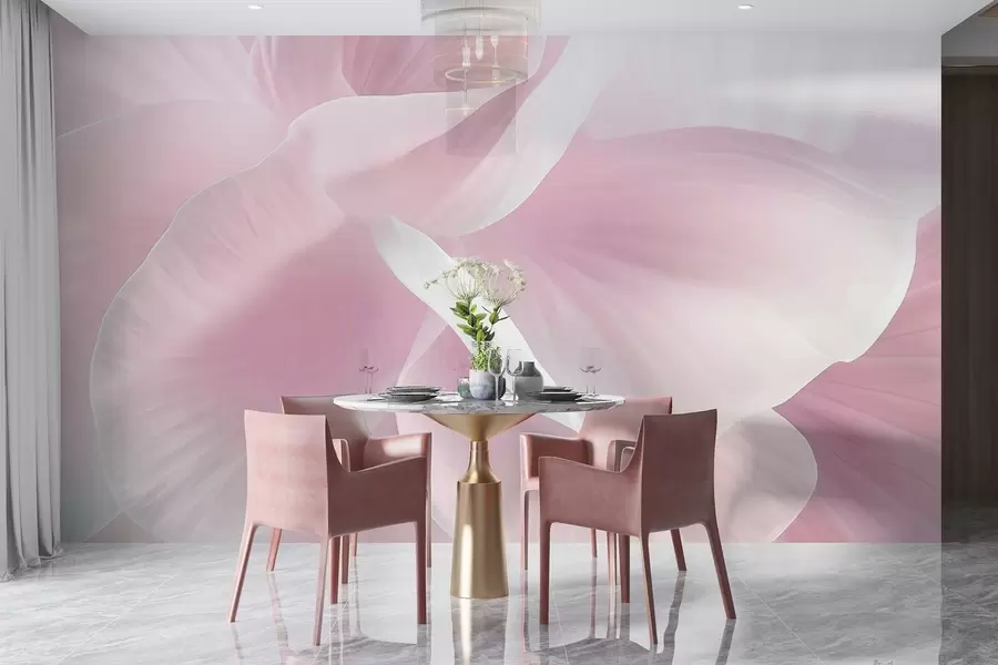 murais de parede Flor abstrata texturada com pétalas delicadas, iluminação suave, composição elegante, estética minimalista w09211v1