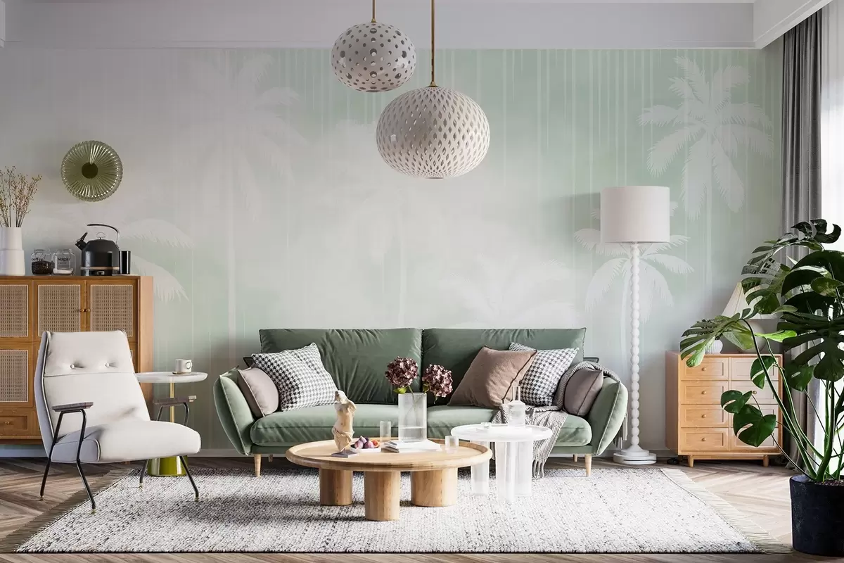 murais de parede Nevoeiro com palmeiras w04180v3