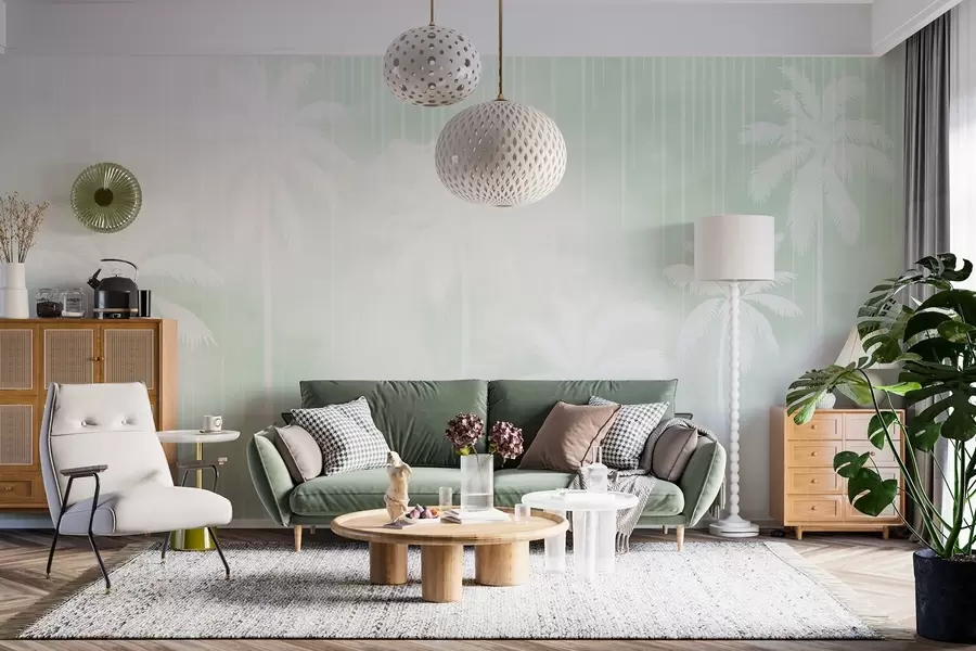 murais de parede Nevoeiro com palmeiras w04180v3