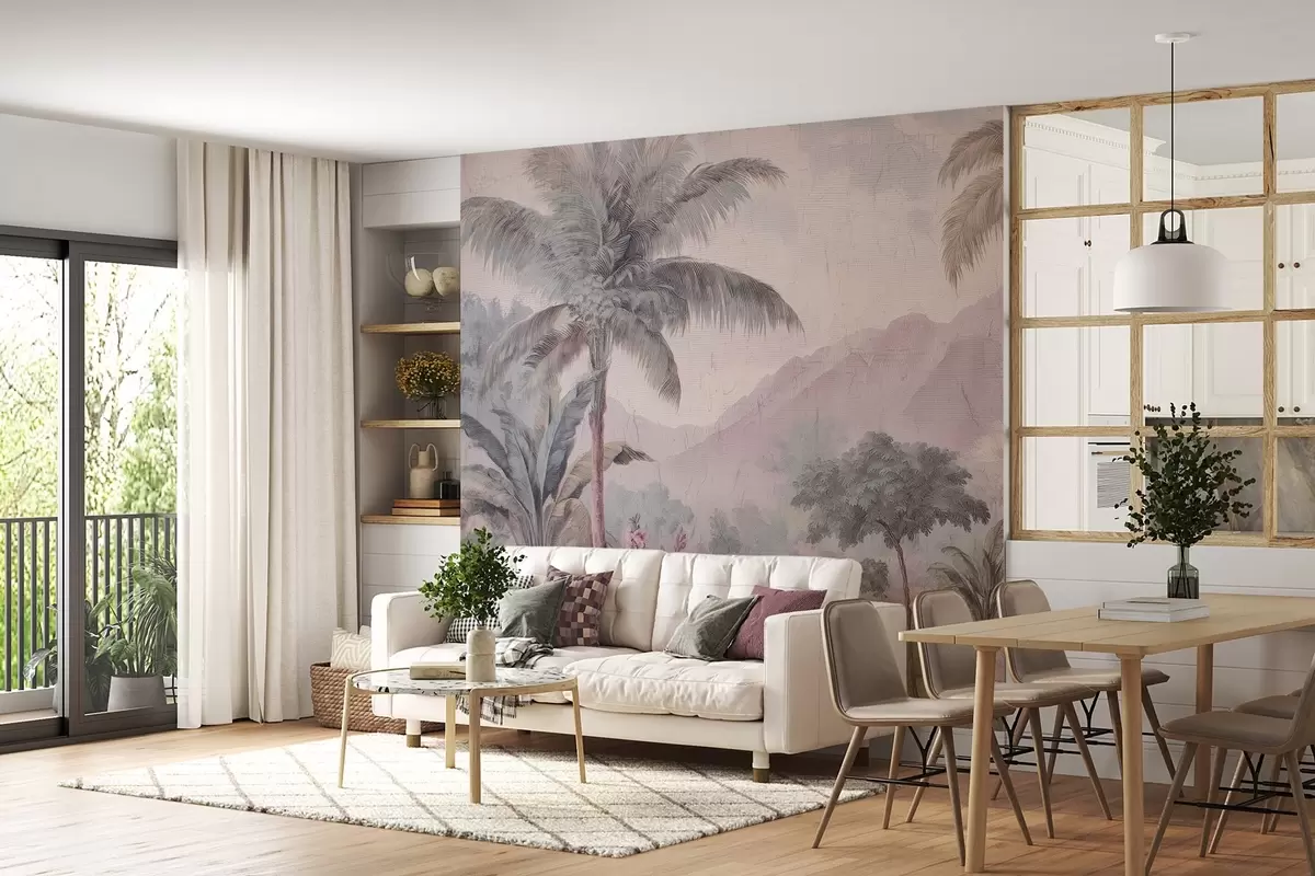 murais de parede selva tropical em estilo retro w04139