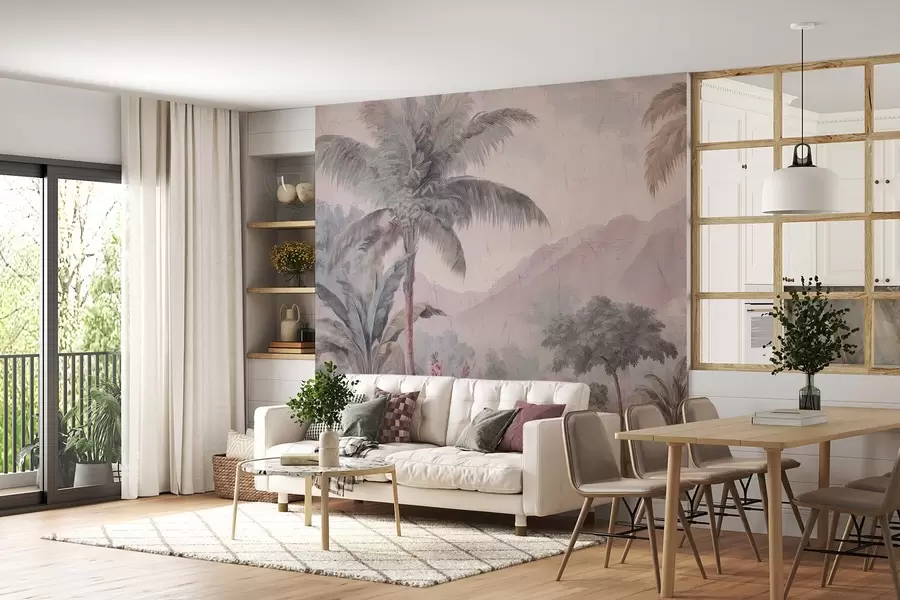 murais de parede selva tropical em estilo retro w04139