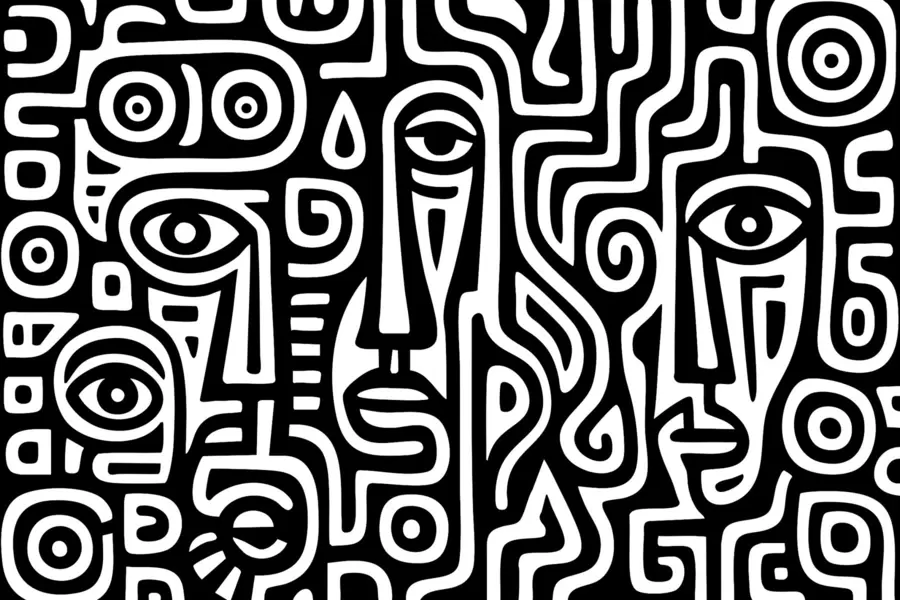 murais de parede Detalhes faciais estilizados w04186